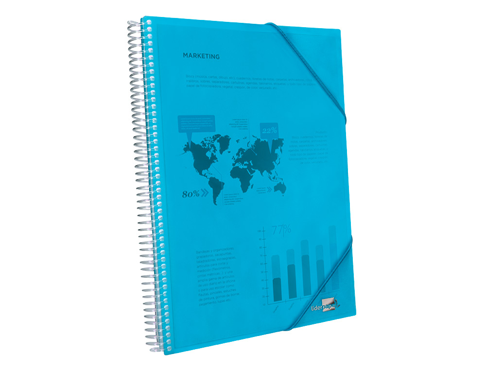 CAPA CATALOGO LIDERPAPEL COM ESPIRAL 60 BOLSAS POLIPROPILENO DIN A4 AZUL