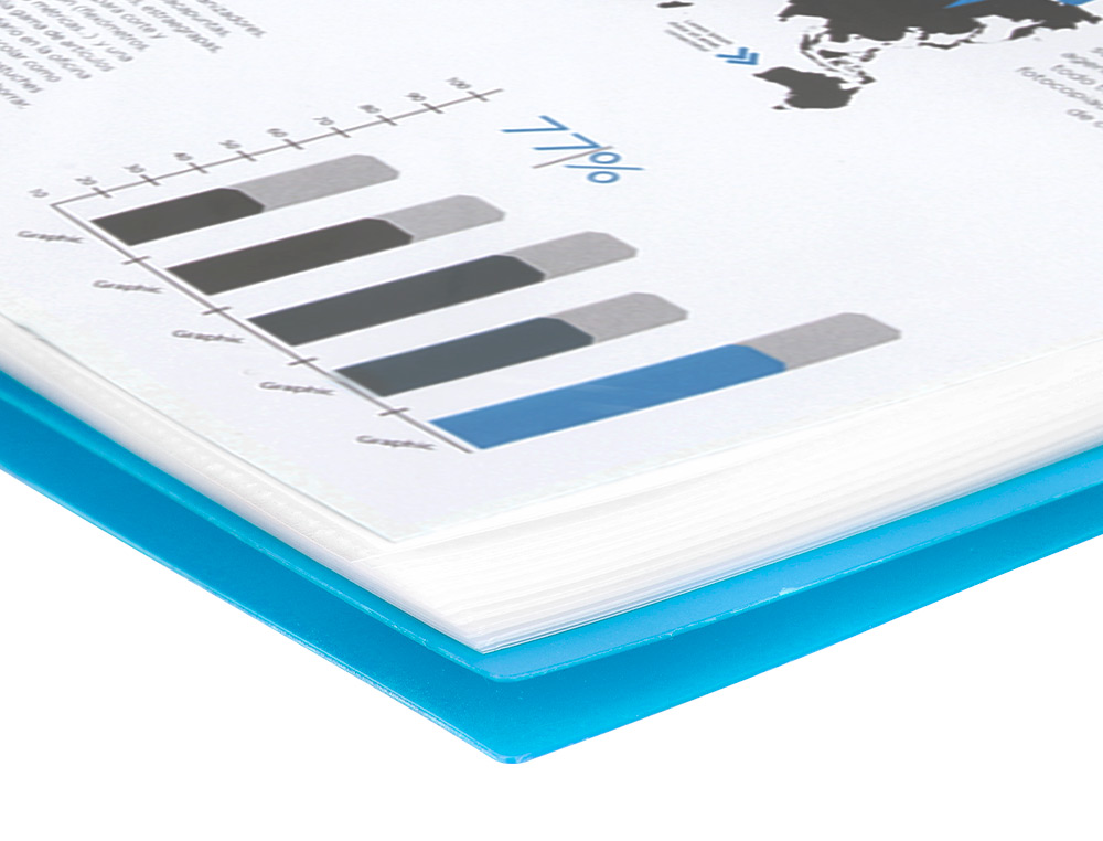 CAPA CATALOGO LIDERPAPEL COM ESPIRAL 60 BOLSAS POLIPROPILENO DIN A4 AZUL