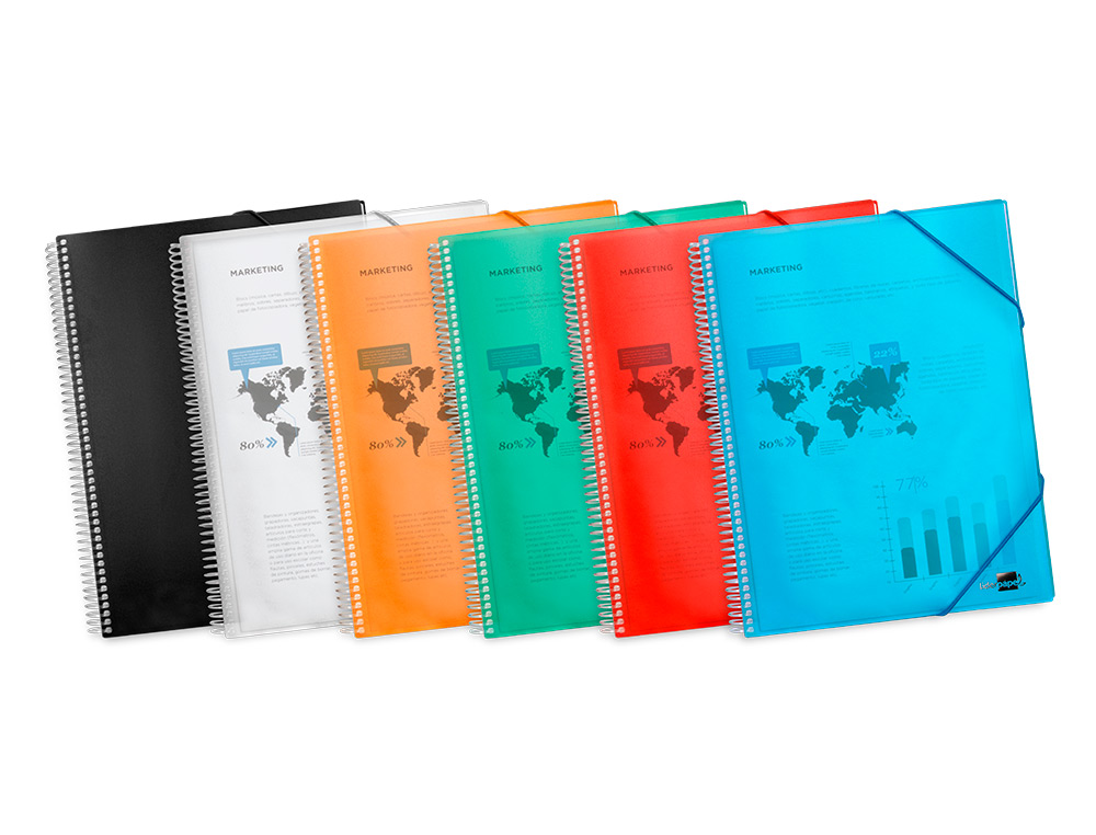CAPA CATALOGO LIDERPAPEL COM ESPIRAL 60 BOLSAS POLIPROPILENO DIN A4 AZUL