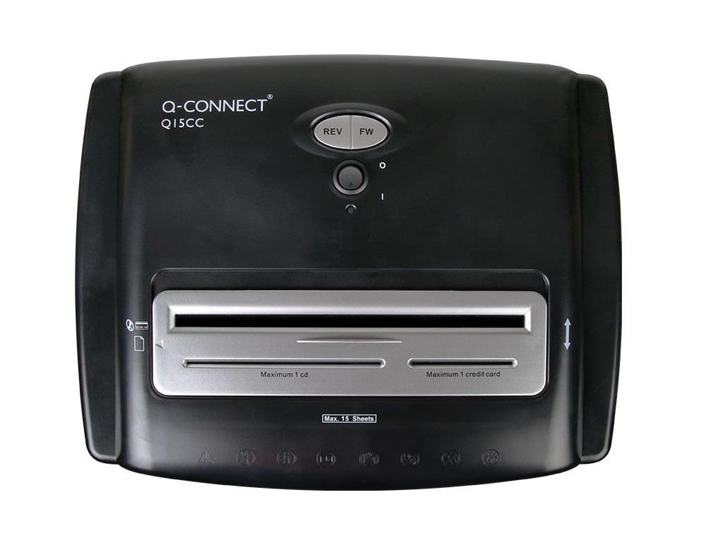 DESTRUIDORA DE DOCUMENTOS Q-CONNECT KF15553 CAPACIDADE DE CORTE 15 FOLHAS DESTROI AGRAFES CLIPS CD E CARTOES