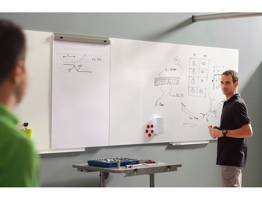 QUADRO BRANCO ROCADA COM SISTEMA SKI WHITEBOARD 100X150 CM