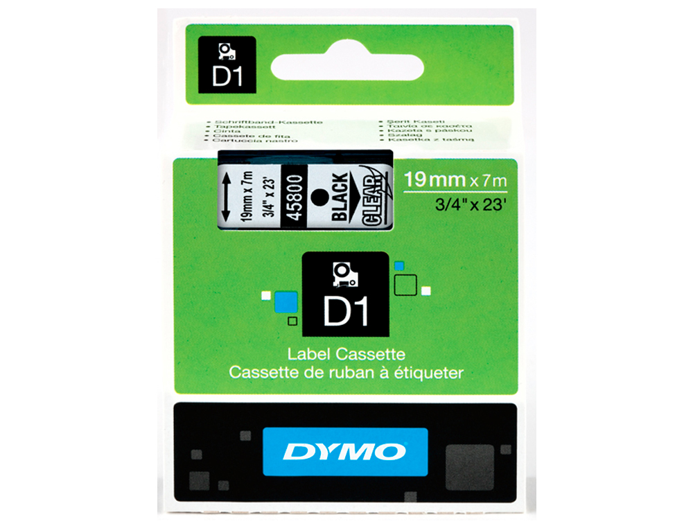 FITA DYMO PRETO TRANSPARENTE 19 MM X 7 MT D1