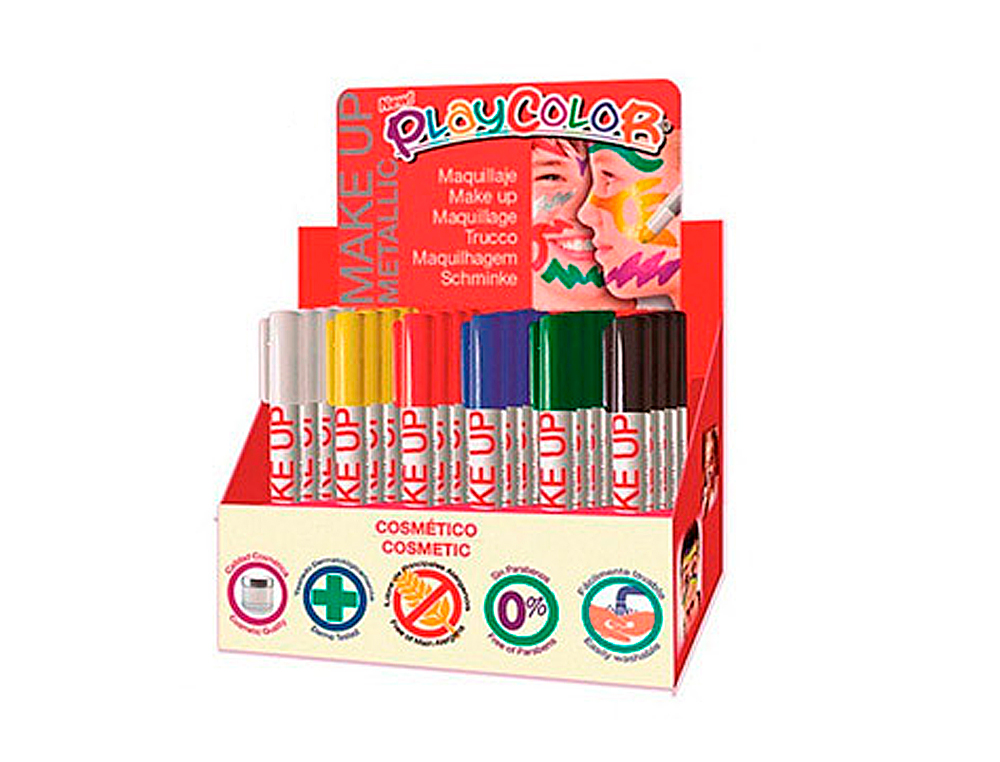 BARRA DE MAQUILHAGEM PLAYCOLOR MAKE UP METALLIC EXPOSITOR DE 24 UNIDADES CORES SORTIDAS