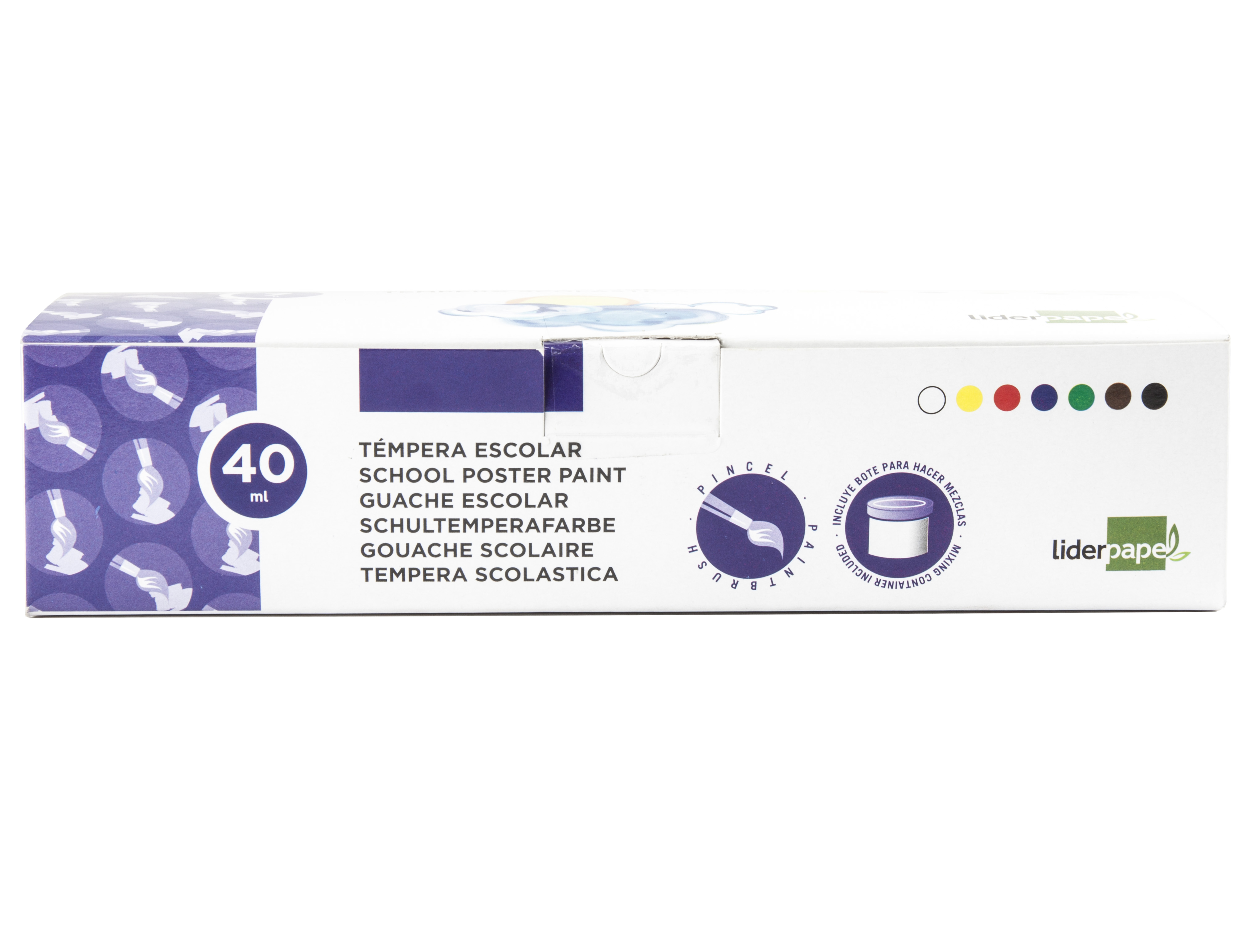 GUACHE LIDERPAPEL ESCOLAR 40 ML 7 CORES SORTIDAS + PINCEL