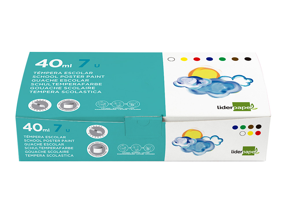 GUACHE LIDERPAPEL ESCOLAR 40 ML 7 CORES SORTIDAS + PINCEL