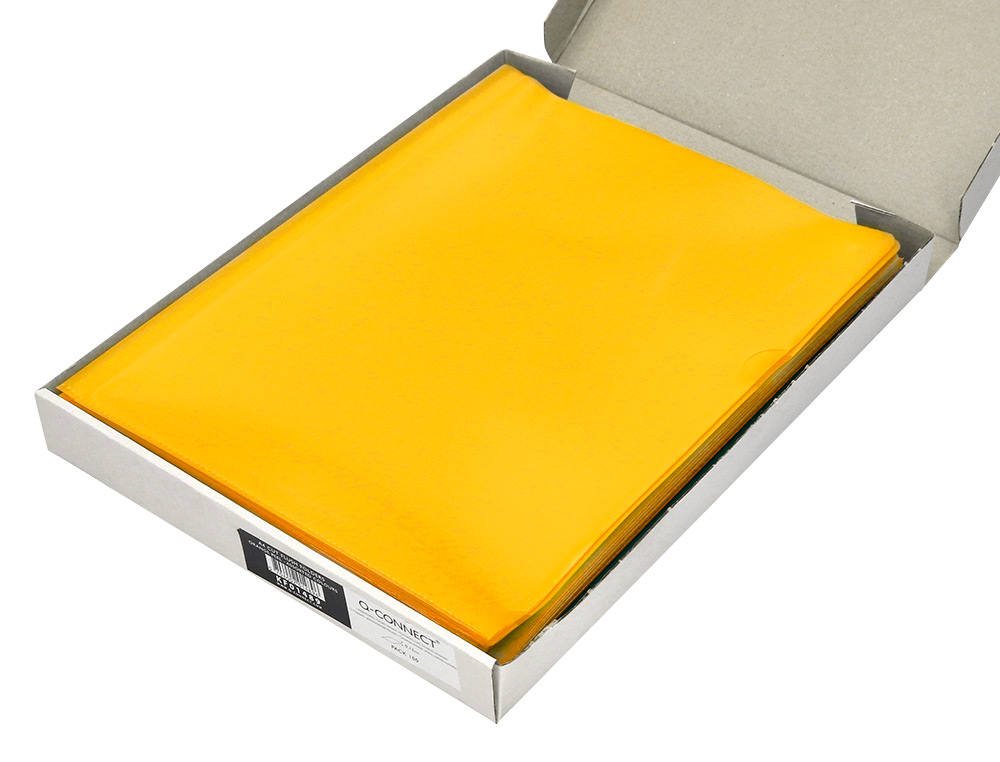BOLSA DOSSIER Q-CONNECT EM PLASTICO DIN A4 120 MICRONS AMARELO CAIXA DE 100 UNIDADES