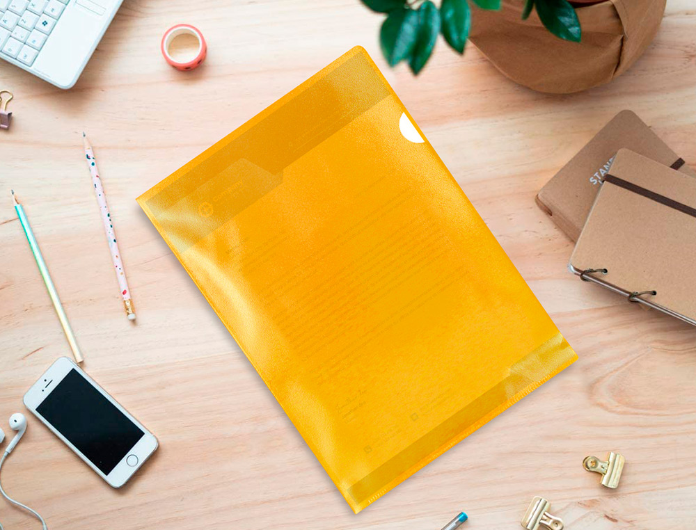 BOLSA DOSSIER Q-CONNECT EM PLASTICO DIN A4 120 MICRONS AMARELO CAIXA DE 100 UNIDADES