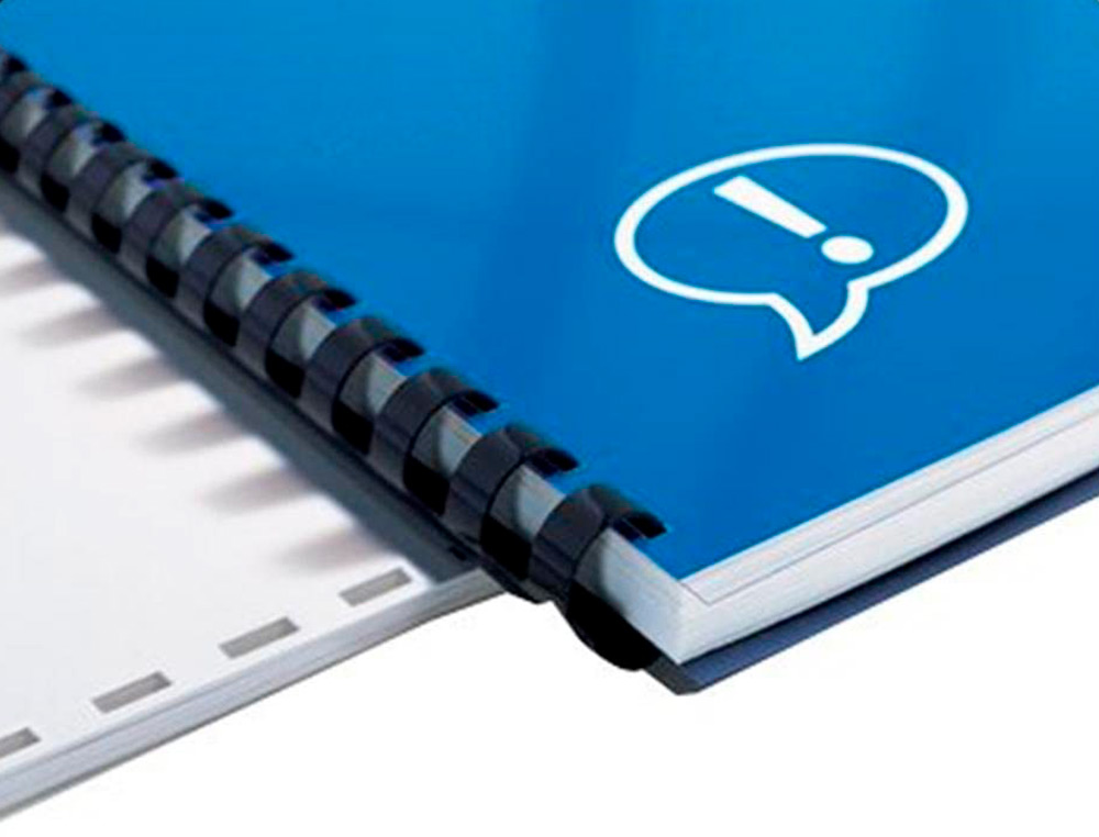 ESPIRAL Q-CONNECT REDONDA 12 MM PLASTICO PRETO CAPACIDADE 102 FOLHAS CAIXA DE 100 UNIDADES