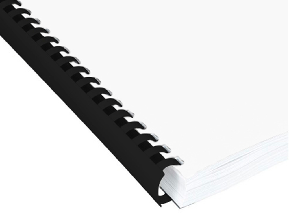 ESPIRAL Q-CONNECT REDONDA 18 MM PLASTICO PRETO CAPACIDADE 160 FOLHAS CAIXA DE 50 UNIDADES