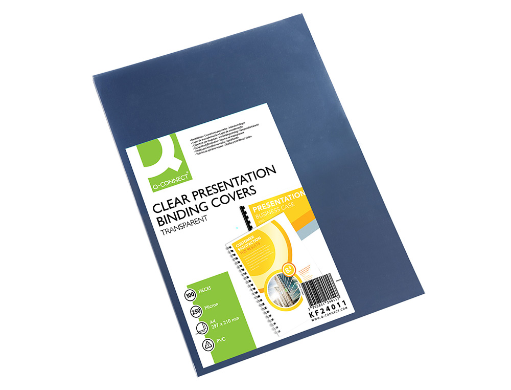 CAPA DE ENCADERNACAO Q-CONNECT PVC DIN A4 INCOLOR 250 MICRONS PACK DE 100 UNIDADES