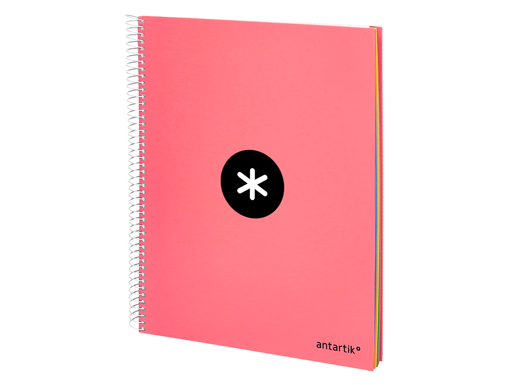 CADERNO ESPIRAL DIN A4 ANTARTIK CAPA FORRADA 120 F 100 GR QUADRICULA 5MM 5 BANDAS DE CORES COR CORAL
