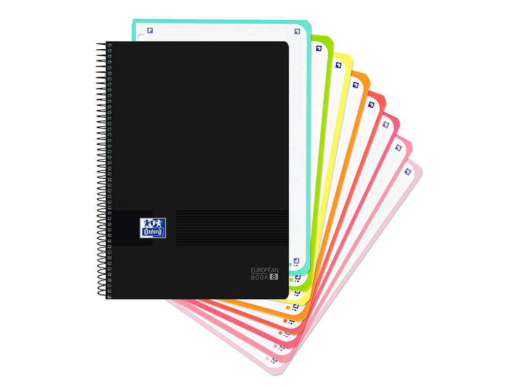 CADERNO ESPIRAL OXFORD EBOOK 8 CAPA DE PLSTICO DIN A4+ 160 F QUADRICULA 5 MM BLACK'N COLORS TURQUESA
