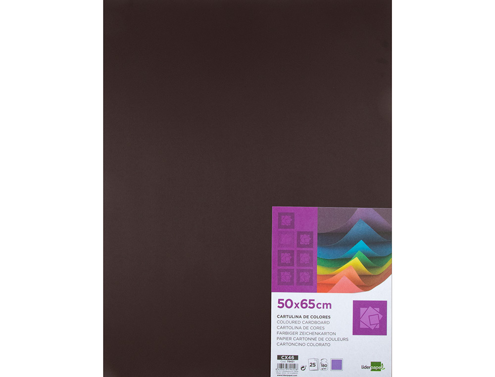 CARTOLINA LIDERPAPEL 50X65 CM 180 GR CASTANHO PACK DE 25 UNIDADES
