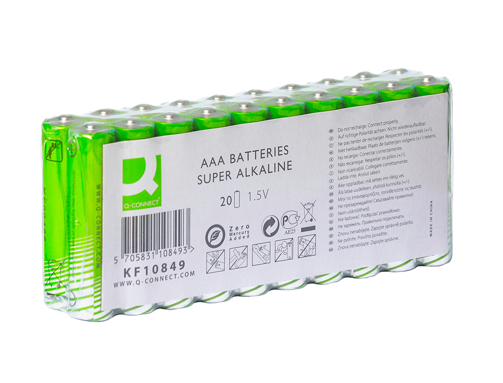 PILHA Q-CONNECT ALCALINA AAA PACK COM 20 UNIDADES