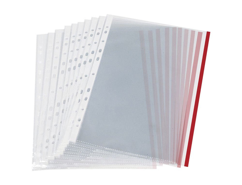 BOLSA CATALOGO/MICA Q-CONNECT DIN A4 70 MICRONS PP CRISTAL COM BORDA VERMELHA BOLSA DE 10 UNIDADES