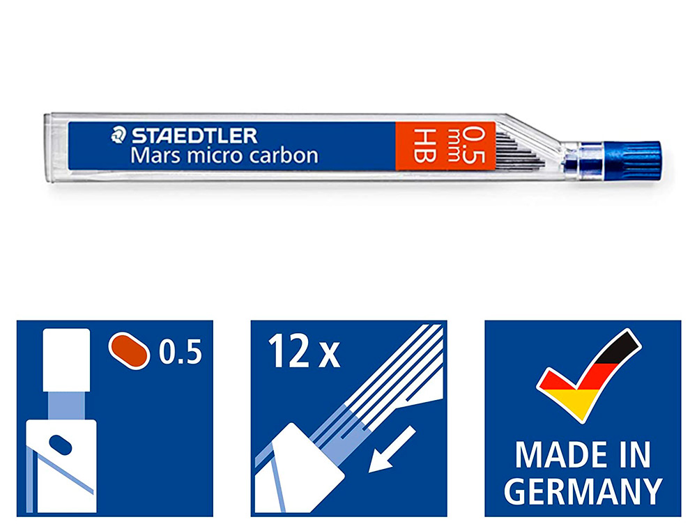 MINAS STAEDTLER MARS MICRO GRAFITE 0,5 MM HB TUBO COM 12 MINAS