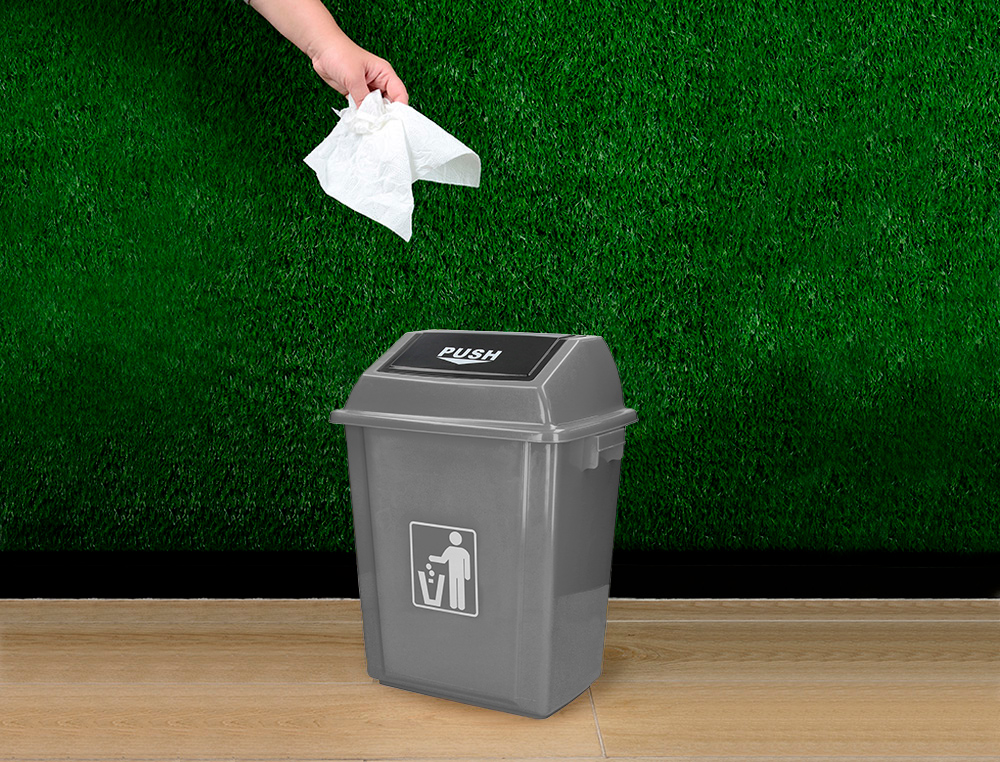 CONTENTOR DE LIXO INDUSTRIAL Q-CONNECT COM TAMPA DE EMPURRAR 20 L 340X240X450 MM