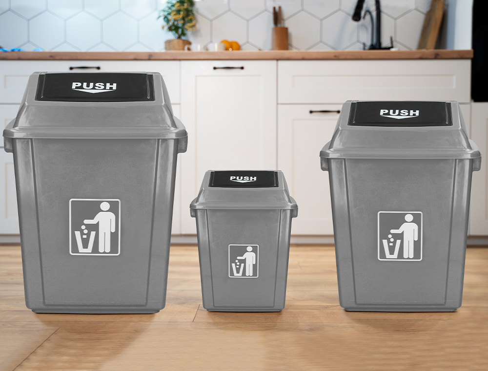 CONTENTOR DE LIXO INDUSTRIAL Q-CONNECT COM TAMPA DE EMPURRAR 20 L 340X240X450 MM
