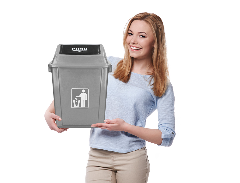 CONTENTOR DE LIXO INDUSTRIAL Q-CONNECT COM TAMPA DE EMPURRAR 20 L 340X240X450 MM