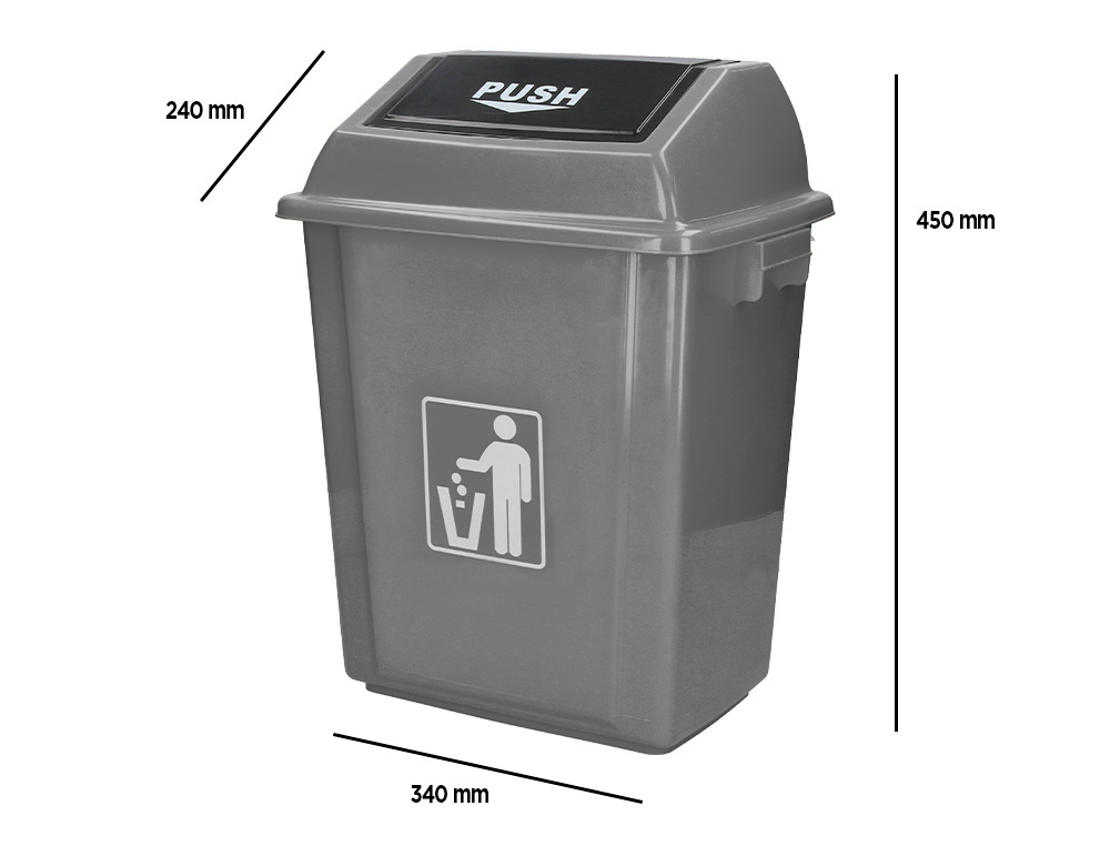 CONTENTOR DE LIXO INDUSTRIAL Q-CONNECT COM TAMPA DE EMPURRAR 20 L 340X240X450 MM
