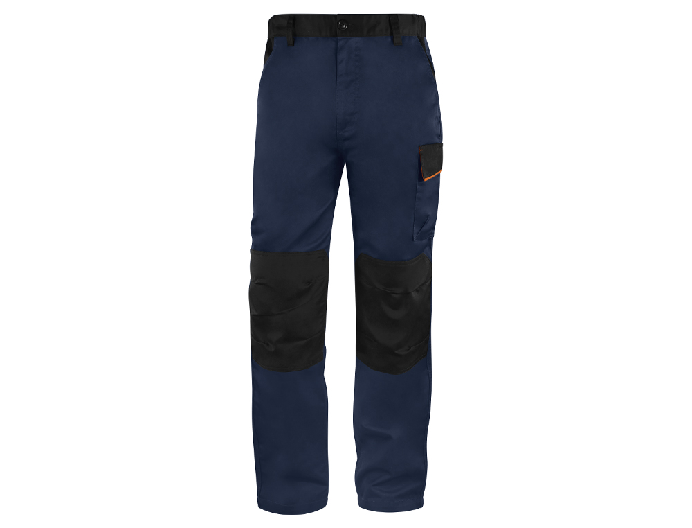 CALÇAS DELTAPLUS COM CINTURA AJUSTAVEL E 5 BOLSOS COR AZUL LARANJA TAMANHO S