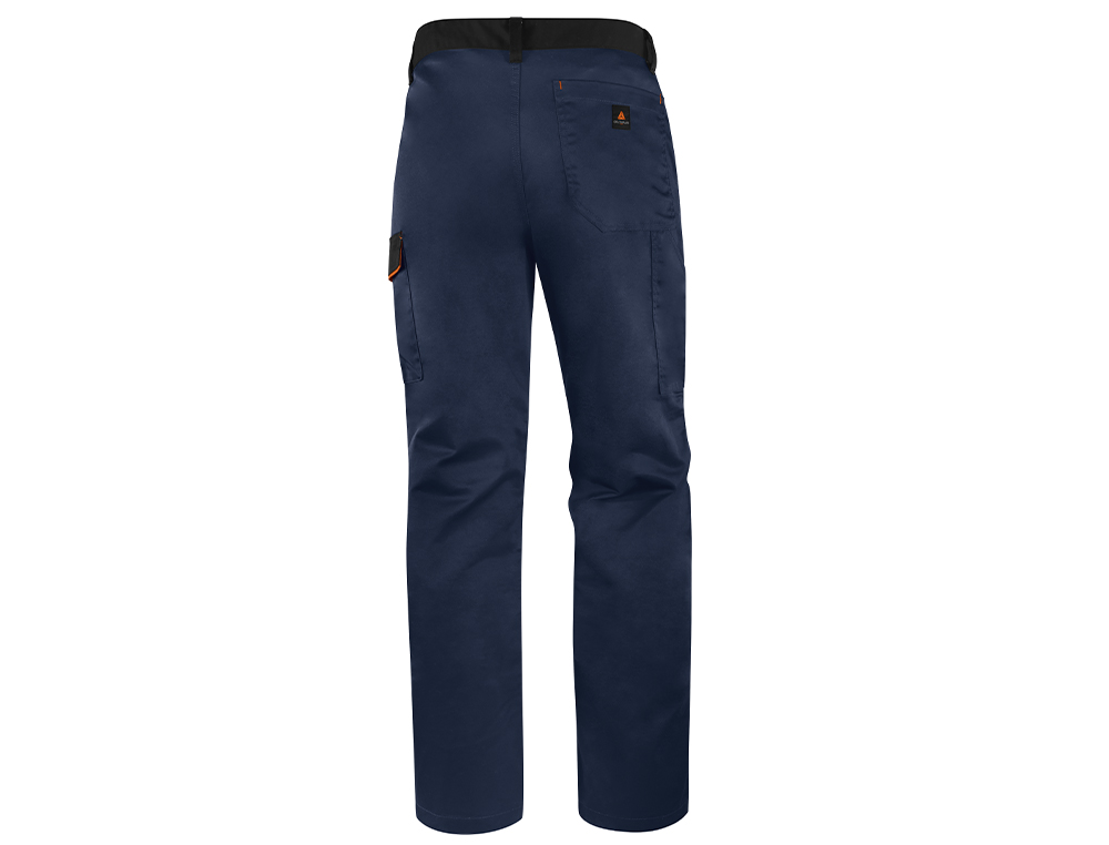 CALÇAS DELTAPLUS COM CINTURA AJUSTAVEL E 5 BOLSOS COR AZUL LARANJA TAMANHO S