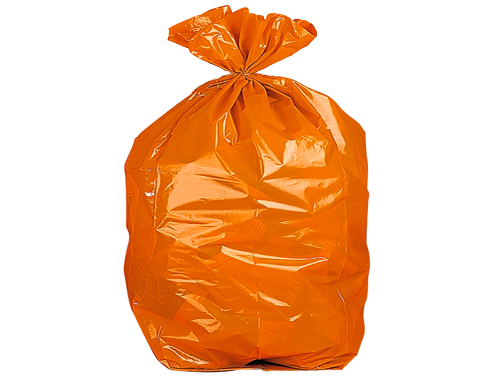 SACO DE LIXO DOMESTICO LARANJA COM AUTO FECHO 55 X 60 CM ROLO DE 15 BOLSAS