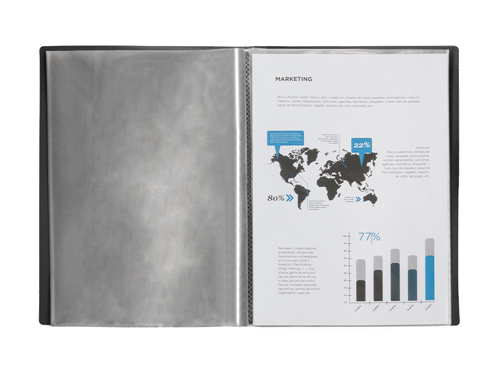 CAPA CATALOGO LIDERPAPEL 50 BOLSAS POLIPROPILENO FOLIO PRETO