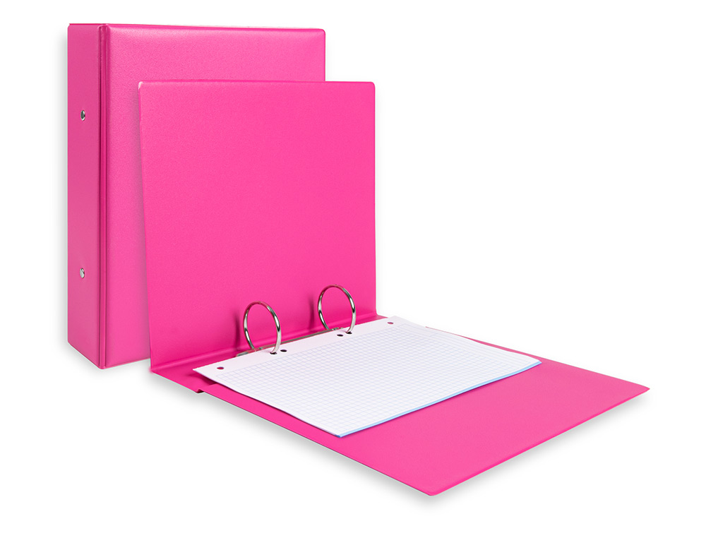 PASTA LIDERPAPEL CARTAO FORRADO PVC DIN A5 2 ANEIS 40 MM REDONDOS FUCSIA