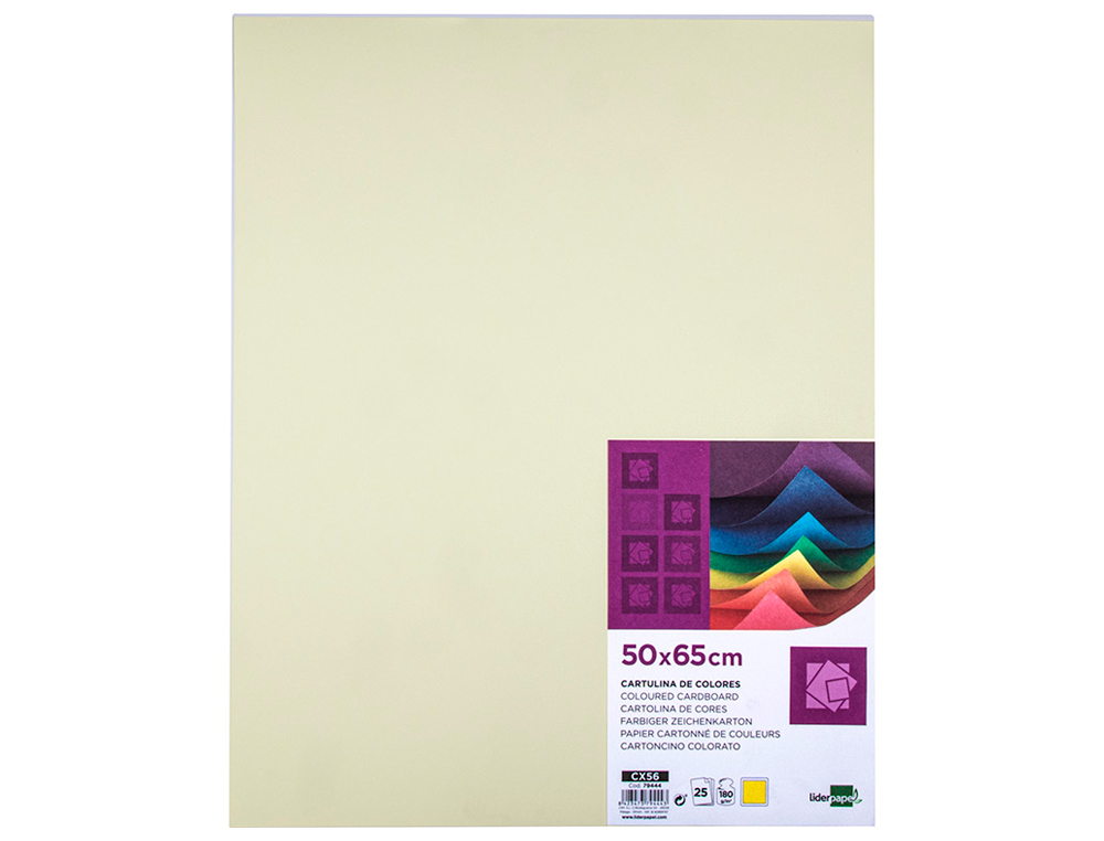 CARTOLINA LIDERPAPEL 50X65 CM 180 GR AMARELO PACK DE 25 UNIDADES