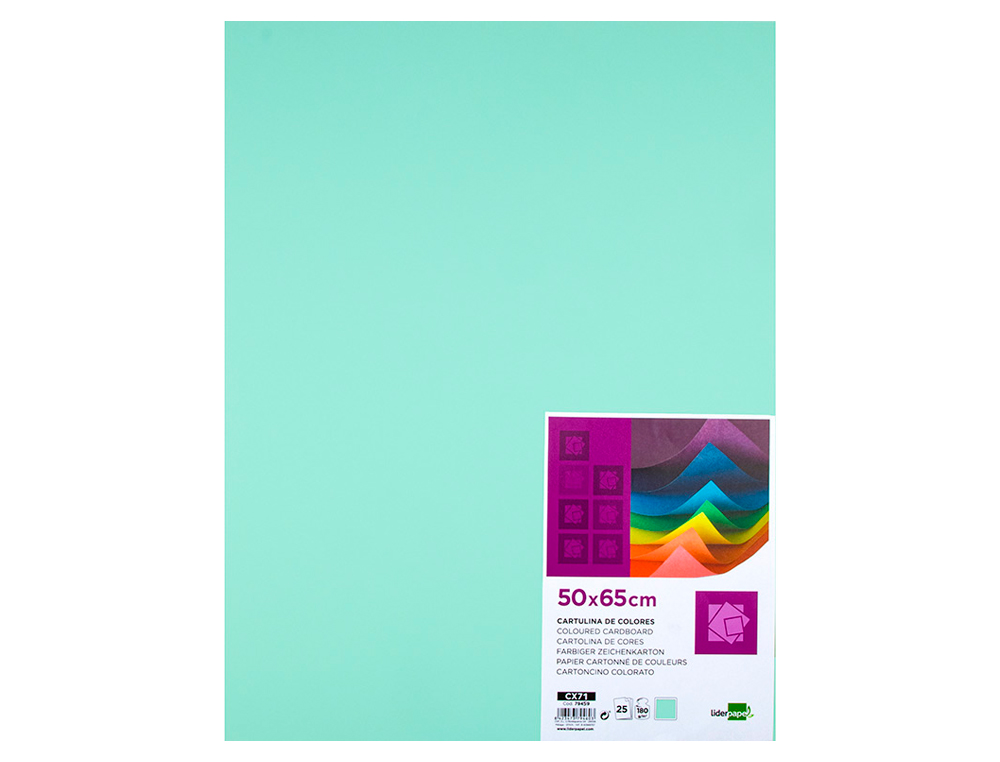 CARTOLINA LIDERPAPEL 50X65 CM 180 GR VERDE PACK DE 25 UNIDADES