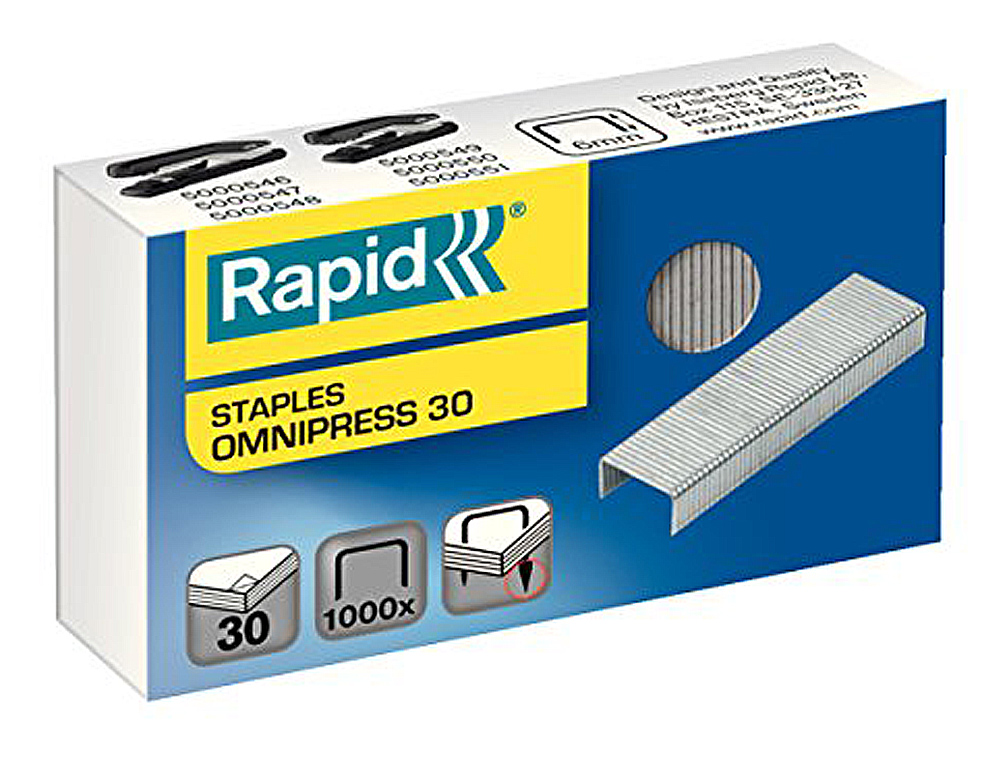 AGRAFES RAPID OMNIPRESS 30 GALVANIZADAS CAIXA DE 1000 AGRAFES