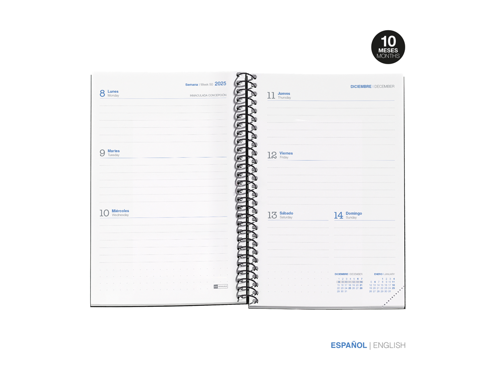 AGENDA ESPIRAL ESCOLAR MIQUELRIUS ACTIVA OCTAVO SEMANA VISTA 25-26 TAPA CARTON FORRADO VERDE