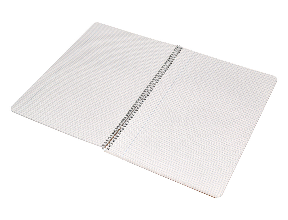 BLOC ESPIRAL LIDERPAPEL FOLIO ECOUSE TAPA CARTULINA KRAFT 80 HOJAS PAPEL RECICLADO 60 GR CUADRO 4 MM. CON MARGEN