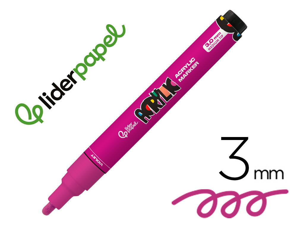 MARCADOR LIDERPAPEL ACRYLIC BASE AGUA TODO TIPO DE SUPERFICIE PONTA REDONDA 3 MM VIOLETA