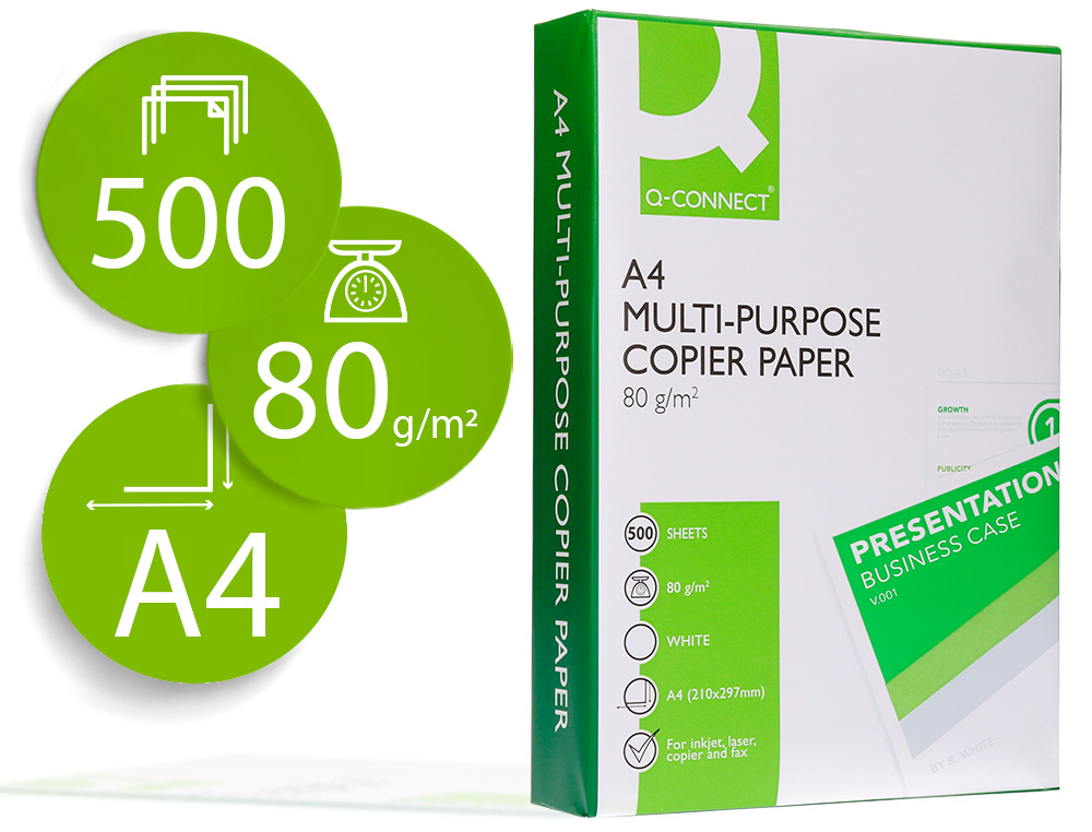 PAPEL FOTOCOPIA Q-CONNECT DIN A4 PACK 500 FOLHAS 80 GR