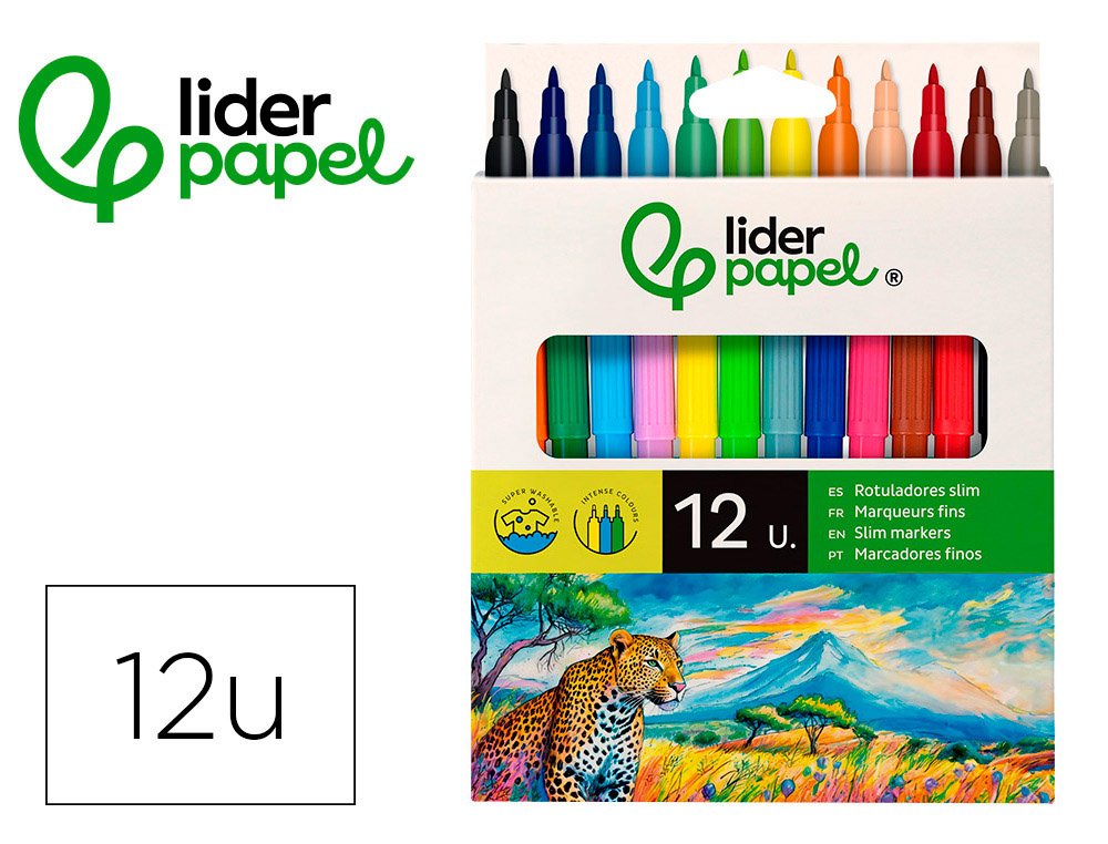 MARCADOR LIDERPAPEL FELTRO SLIM CAIXA 12 CORES