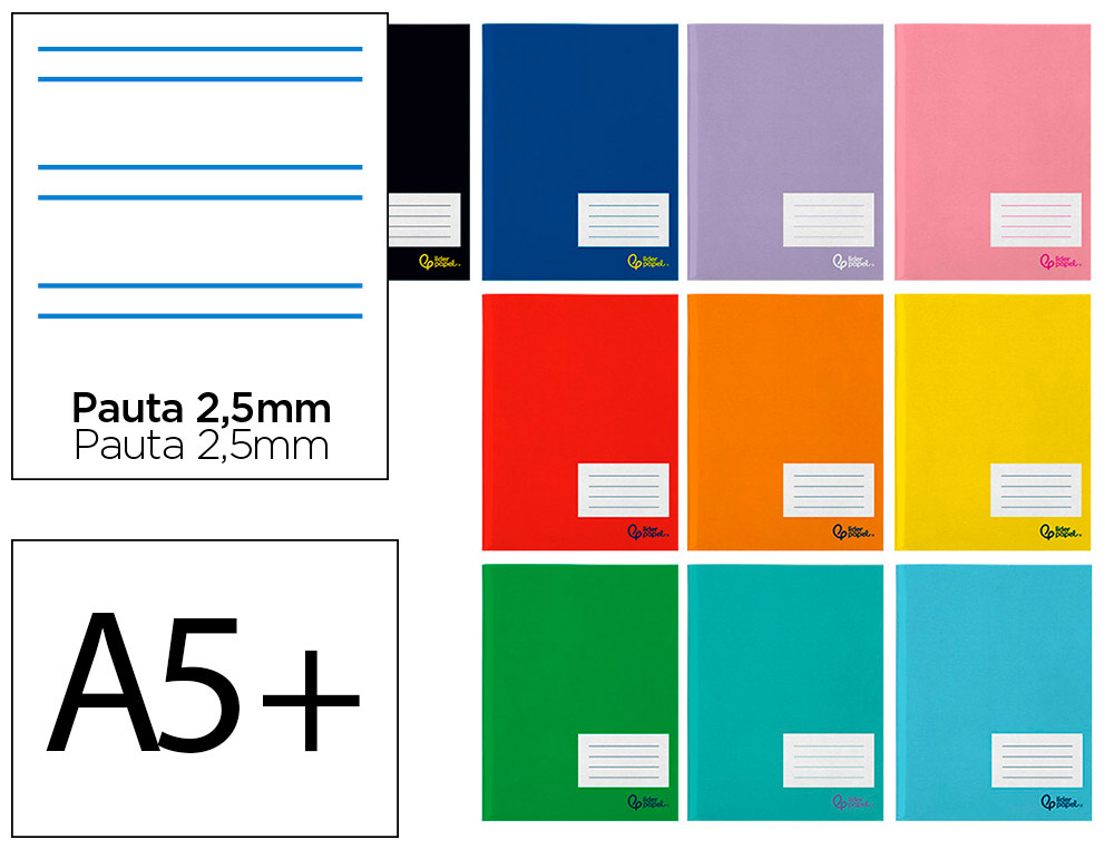 LIBRETA LIDERPAPEL SMART A5 PLUS 32 HOJAS 75G/M2 PAUTA 5 2.5MM CON MARGEN
