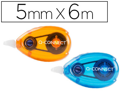 CORRETOR Q-CONNECT FITA BRANCA 5 MM X 6 MT - BLISTER DUAS UNIDADES LARANJA E AZUL